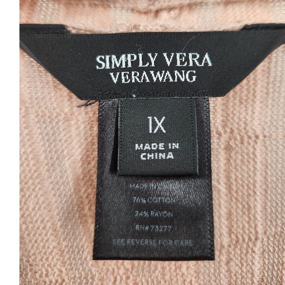 Simply Vera Vera Wang Dusty Pink Waterfall Cardigan - 1X - Picture 3 of 3